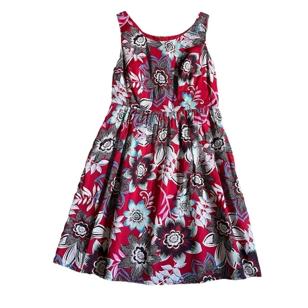 Talbots Red Floral Fit & Flare Knee Length Dress US 4P